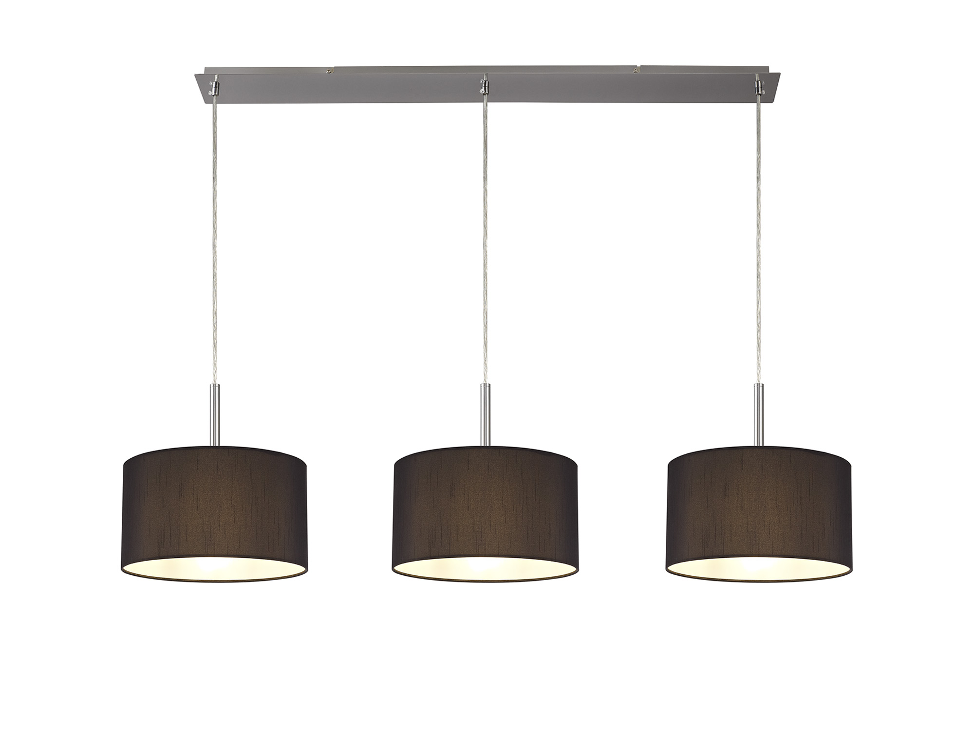 DK0591  Baymont 30cm Shade 3 Light Pendant Satin Nickel, Black